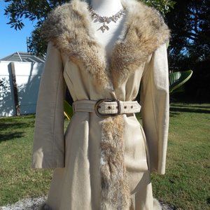 Vintage Leather and Fox Fur Coat